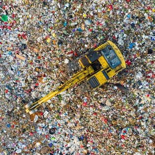 tractor in a dump