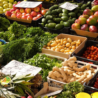 vegetables in a store